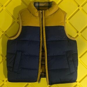 Janie and Jack Plaid Puffer Vest in Yellow and Blue